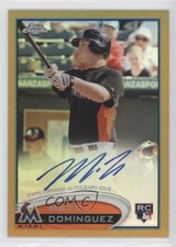 2012 Topps Chrome Rookie Auto Gold Refractor 15/50 Matt Dominguez #159 Auto 3v0
