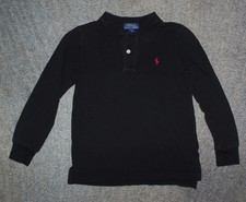 Polo Ralph Lauren Boys Black Long Sleeve Polo Shirt - Size 5 - EUC