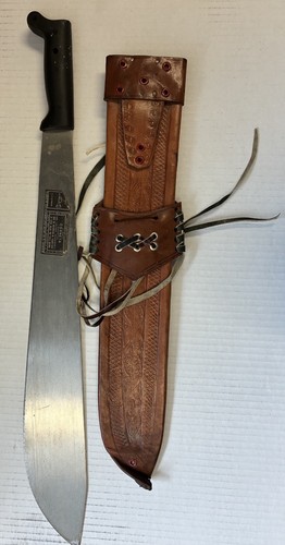 Vintage La Marca Corneta Machete With Leather Sheath No. 284