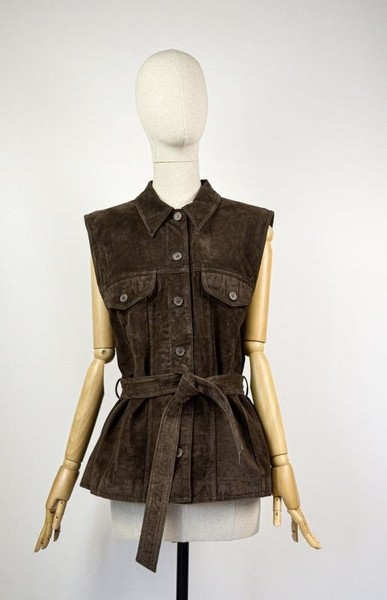 Women Laura Ashley Vest Brown Suede 36