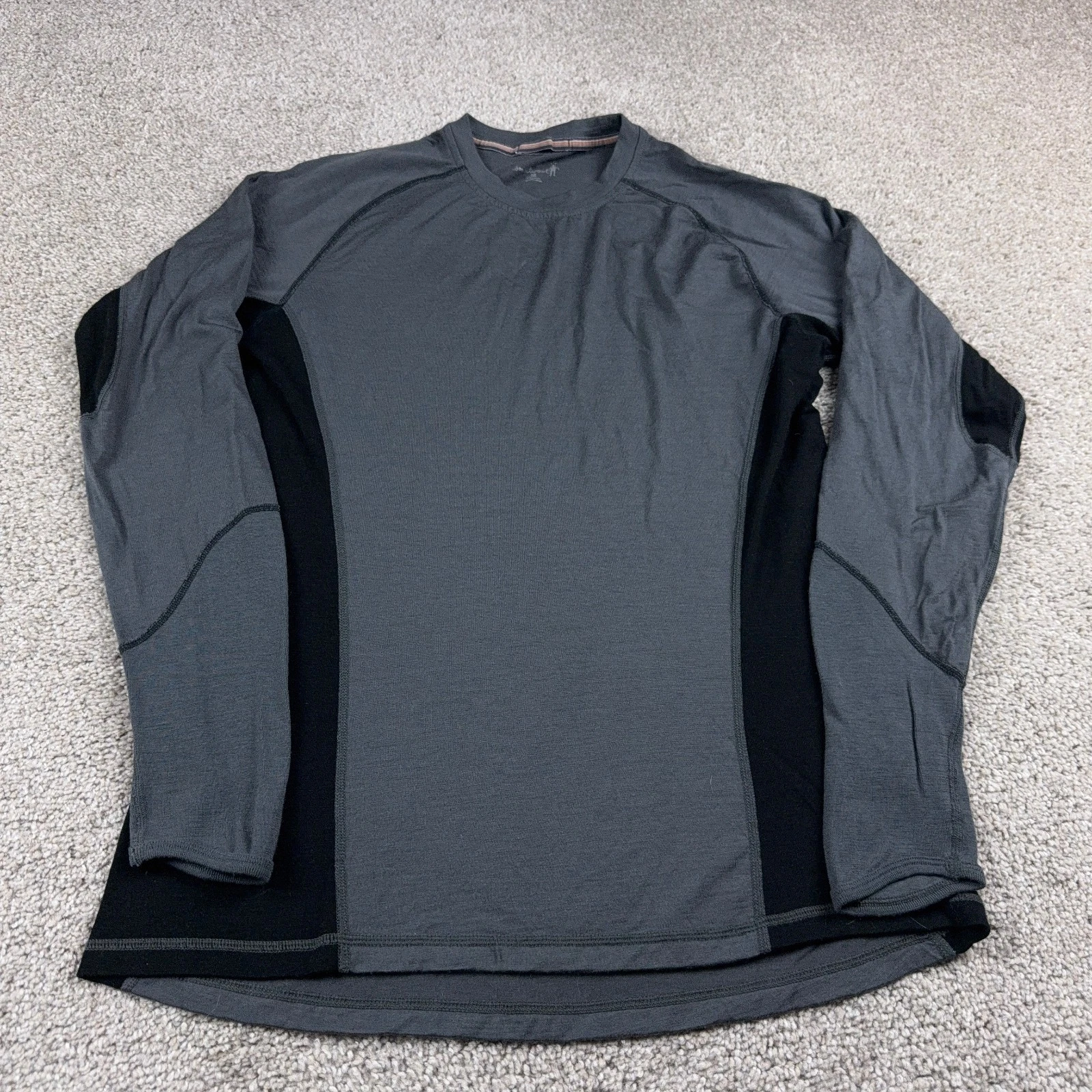 Smartwool Shirt Mens Medium Gray Merino Wool Base Layer Thermal Hiking Hiker