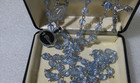BLISS Rosary Rhodium Plated 21 IN PEWTER middle medal  blue bead handmade — photo 2