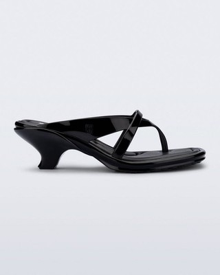 Melissa Women s Layla Black Thong Kitten Heel Sandals Size 5 35 Taupe