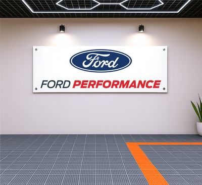 Ford Performance Racing Flag Banner 71x24in Garage Wall Decor