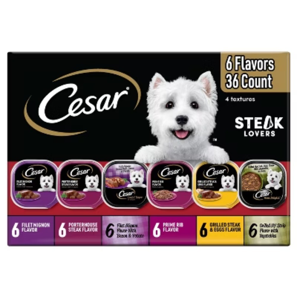 Cesar Classic Loaf Wet Dog Food 36ct - Potato, Steak, Beef, Bacon, 3.5oz
