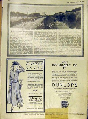 Original alter antiker Druck Amerika Cadillac Debenham Freebody Dunlop 1915 20.