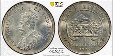 British East Africa, 1925 George Shilling. PCGS MS 63. 28,405,000 Mintage.