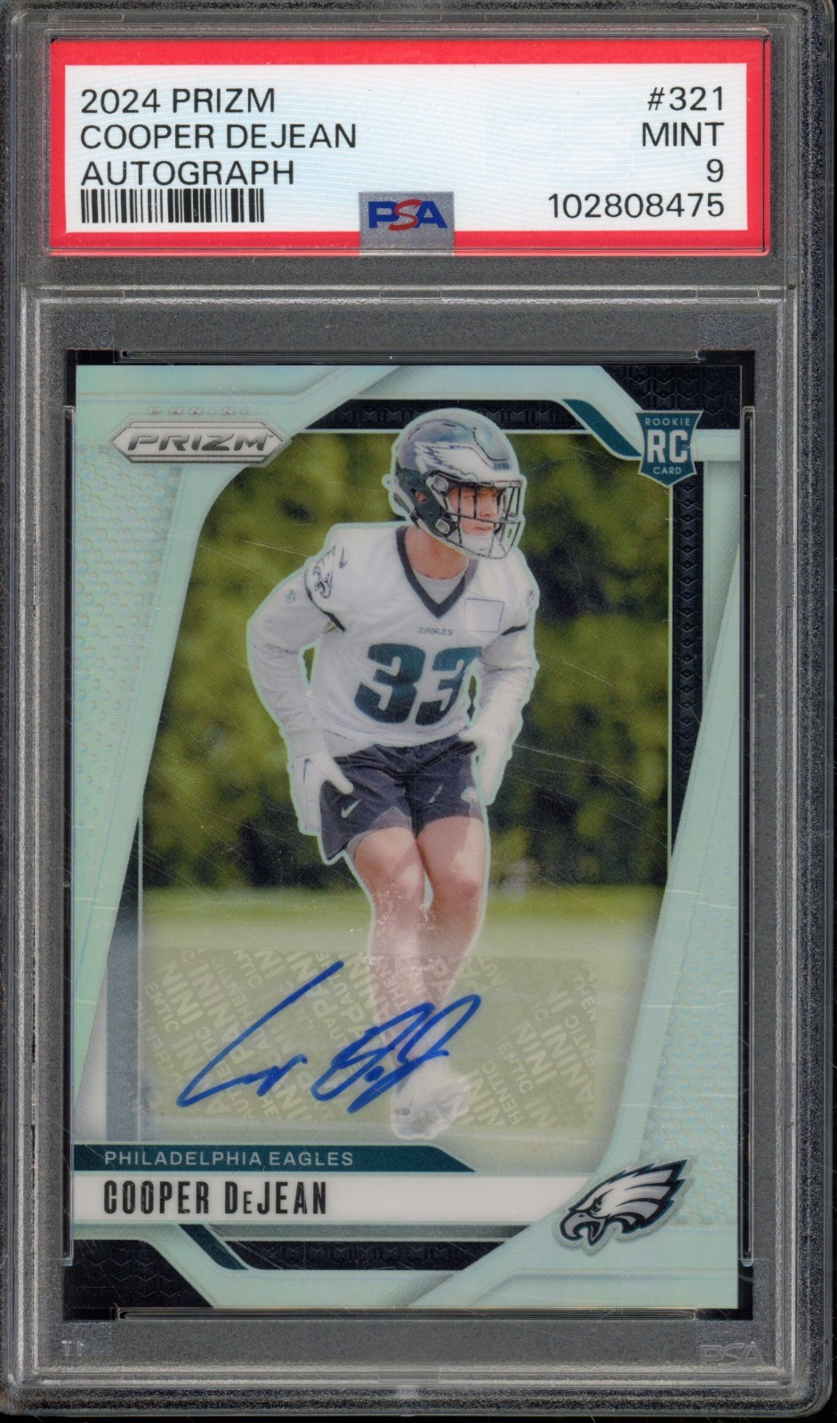 2024 Panini Prizm COOPER DEJEAN #321 RC Rookie Silver Auto PSA 9 Eagles