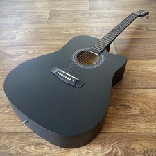Full-Size 41" Black Acoustic Guitar with Cutaway, Capo, Tuner, Gig Bag  More