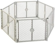 North States Industries State IND 8666 Grey 6 Panel Play Gate, White,great value
