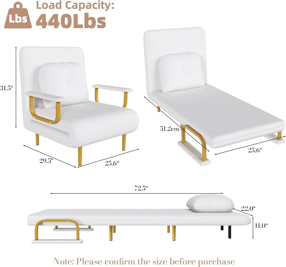 Sofá cama convertible 3 en 1 sillón plegable reclinable silla cama Foto 2 de 4