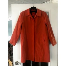 ESPRIT Outerwear Women Orange Button Front Trench Coat Jacket XL