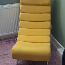 Yellow Fabric Upholstered Accent Chair Padded Seat Metal Legs 85x55x95cm