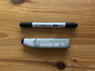 COPIC  Ciao 100 Layoutmarker schwarz mit Copic Marker Nachfülltinte ( 40% voll)