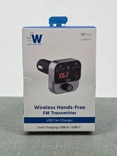 Just Wireless FM Transmitter with USB-C and USB-A Charging Port - Black
