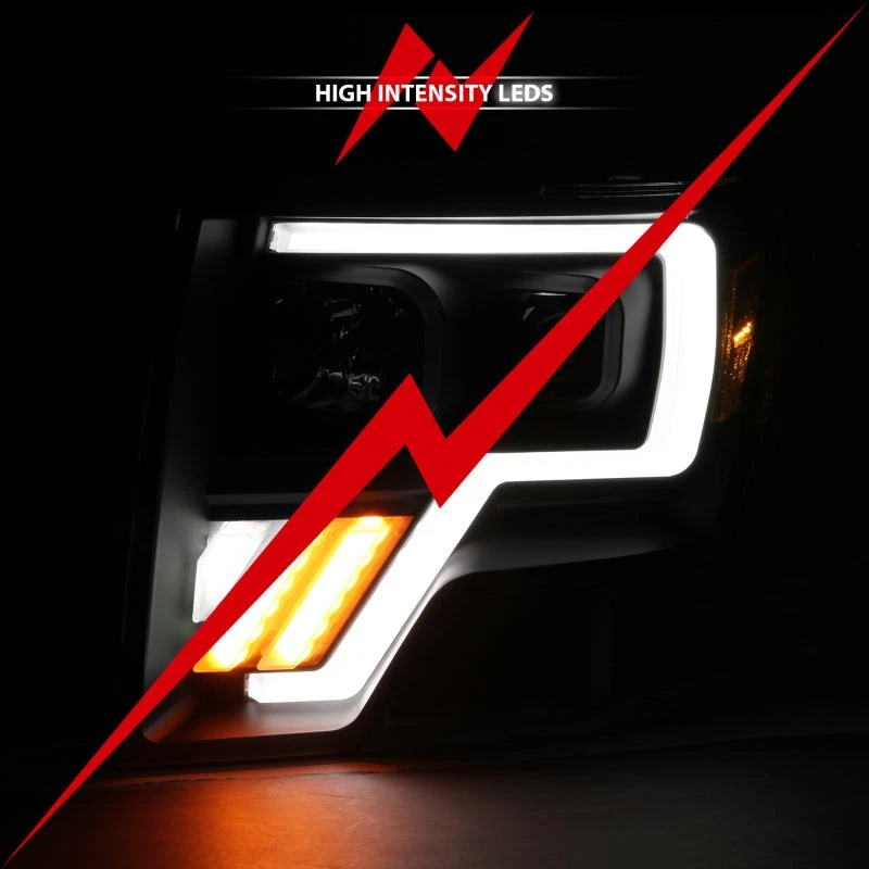 Barra de luz projetor ANZO compatível com 2009-2013 Ford F-150 G4 Switchback H.L. preto âmbar - Imagem 3 de 4