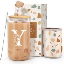 Personalized Gifts for Women, Monogrammed Gifts for Women, Initial 16 oz Glas...