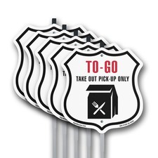 Togo Takeout Pickup Only Shield Shaped Sign With Stake Crafted in the USA