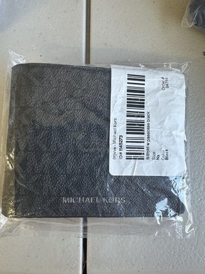 Michael Kors Men's Black MK Logo Bifold Wallet, Credit Card Folding