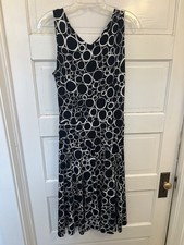 Talbots Women Sleeveless Dress Black / White Bubbles Knee Length Breezy Sz 10