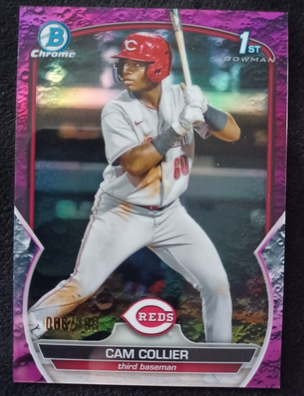 2023 Bowman Chrome Prospects Fuchsia Refractor 66/199 Cam Collier #BCP-125
