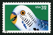12x Estampilla postal PARAKEET Birds Bright Eyes 1998 32c verde sin usar como nueva