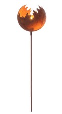Rost Feuer Kugel - 2 Größen / 1er oder 2er Pack - Windlicht Garten Deko Stecker