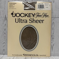 1990s Vintage Jockey 4 Her Ultra Sheer Pantyhose French Taupe Medium-Tall 1943