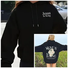Jesus is King Hoodie, Christian Hoodie for Unisex Women Hooded Sweatshirt