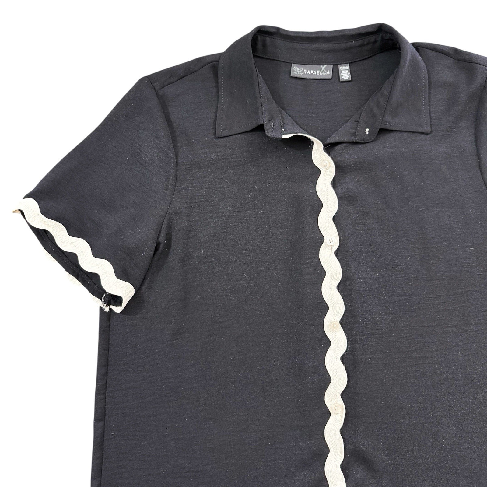 Rick Rack Button Down Blouse Medium - image 1