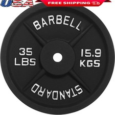 Classic Cast Iron Weight Plates 35lb Standard Olympic Strength Training Durable