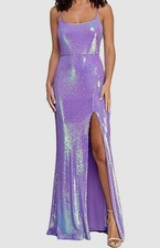 Crystal Doll Juniors' Women's Purple Sequins Draped Neck Sleeveless Dress Size 3