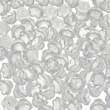 100 Pcs Flower Beads for Jewelry Making, White Glass Trumpet Bellflower Bead ...