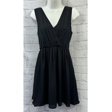 H&M Black A-Line Dress Size 8 Plunge V-Neck Party Occasion Dark Academia Xmas