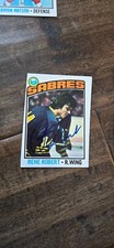 1976-77 TOPPS SIGNED CARD RENE ROBERT BUFFALO SABRES PENGUINS ROCKIES LEAFS # 42