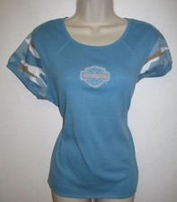 Harley davidson blue camouflage ladies T-shirt short sleeve new