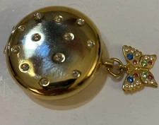 ESTEE LAUDER Lucky Butterfly Compact w/Rhinestones includes powder Vtg Rare