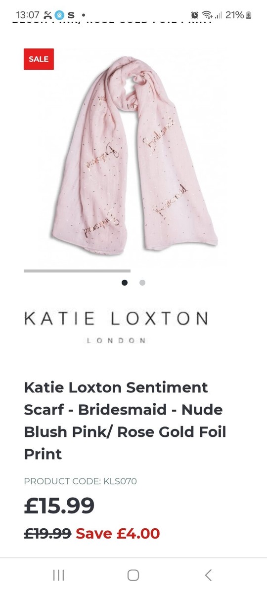 Katie Loxton 'BRIDESMAID' Pink Scarf Gift UK