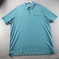 Duluth Trading Co Men's Polo Shirt Size XL Blue Striped Short Sleeve Nylon Blend
