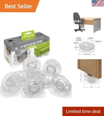 Set of 8 Clear Furniture Risers - 1 Inch to 3 Inch Height Adjustable, Heavy Duty