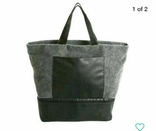 DSW EXCLUSIVE Gray Felt Zippered Bottom Compartment Tote Bag 22\u0026#034; x  18\u0026#034; x 7.5\u0026#034; | eBay