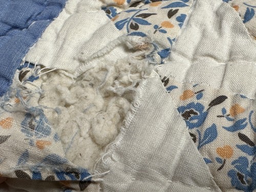 Antique Hand Pieced Quilted Pine Tree Quilt Blocks Mid Weight 66x74” Old Cotton - Afbeelding 9 van 23