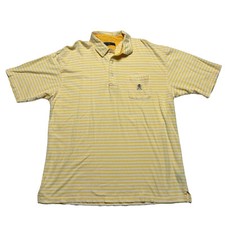 Tommy Hilfiger Polo Shirt Mens XL Yellow Stripe Crest Short Sleeve Casual