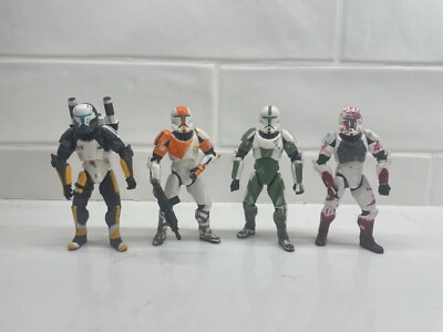 Star Wars Republic Commando Delta Squad Action Figures; Boss, Sev, Fixer, Scorch