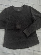 Climate Right By Cuddl Duds L Gray Fleece Long Sleeve Top Crew Neck Thumb Holes