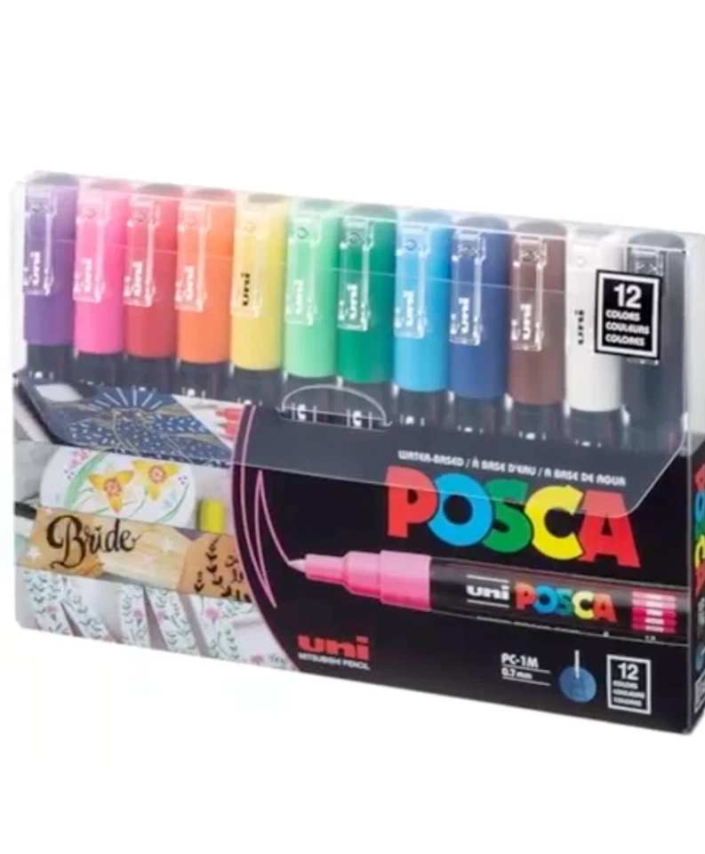 New Mitsubishi Uni Posca PC-1M 12C Marker Pen 0.7mm 12 Color Set Japan - Image 2 of 4