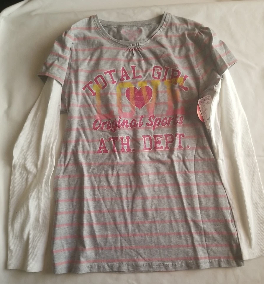 Camiseta TOTAL GIRL Love Junior Girls Branca MANGA COMPRIDA Cinza Rosa Plus Size G/G  - Imagem 2 de 4