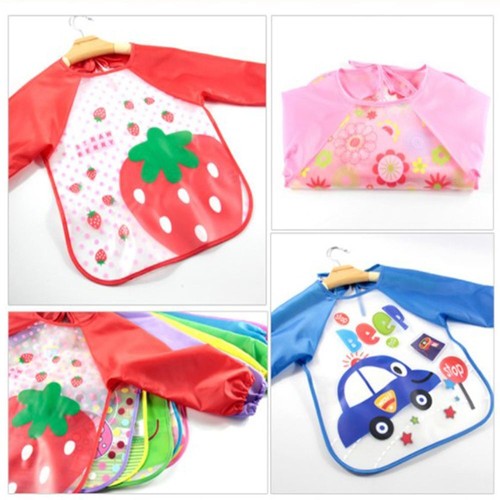 Long Sleeve Dribble Towel Feeding Smock Triangle Scarf Baby Bibs - Picture 10 of 11