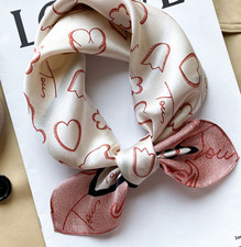 100% Silk Scarf Women Vintage Little Bear Print Neckerchief Bandana 53cm ZH3