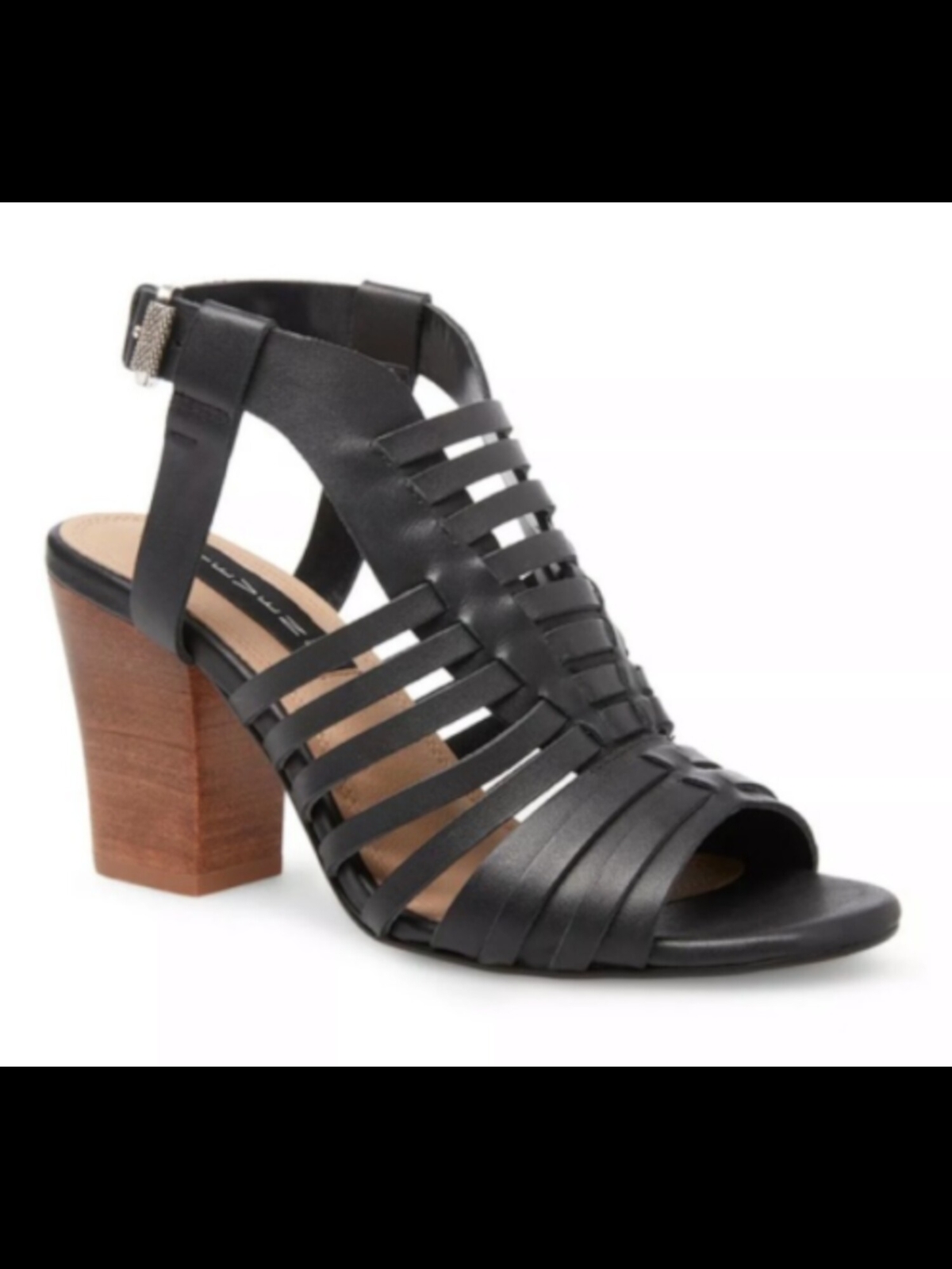 STEVEN Женские кожаные сандалии с пяткой на пятке черного цвета Cage Frannie 10 2690₽